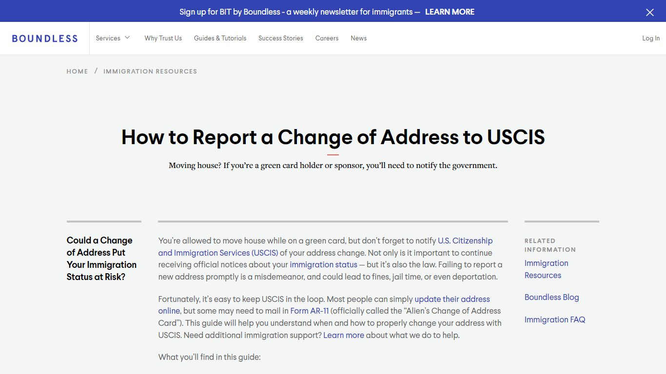 How to Report a Change of Address to USCIS - U.S. Immigration - Boundless